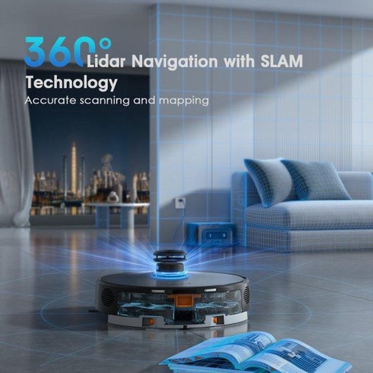 Aspirador Robô com Mopa Teendow D65s Max Com Esvaziamento Automatico Navegação LiDAR 6000 Pa