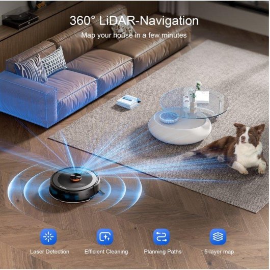 Robot Aspirapolvere Teendow D10S MAX con Autovaciado Navigazione LDS 3000 Pa Controllo Vocale