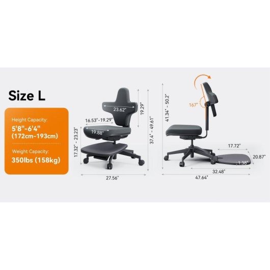 Sedia Ergonomica Newtral MT-L Standing-mate 167 gradi