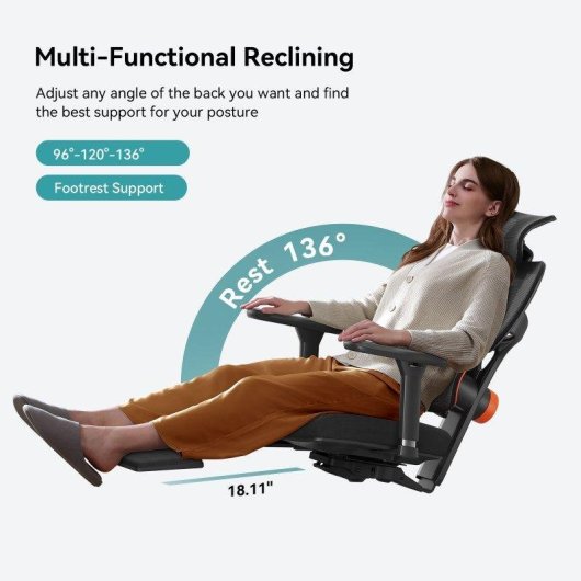 Sedia Ergonomica Newtral NT002 Reposapiedi 4D Nera