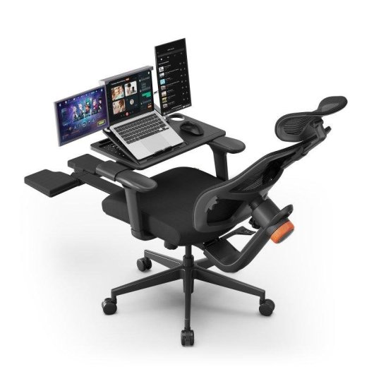 Sedia ergonomica Newtral MagicH-BP + LAPD-BLACK Scrivania smontabile