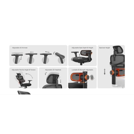 Chaise de bureau Newtral NT001 ergonomique avec soutien lombaire
