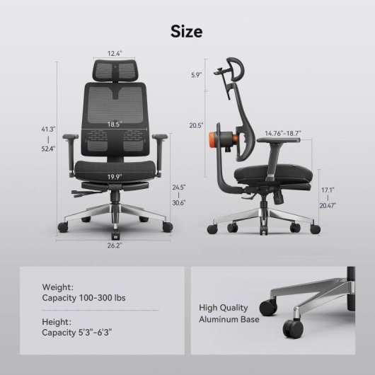 Chaise Ergonomique Newtral MagicH-BPro Repose-pieds pliable 4D accoudoirs reglables