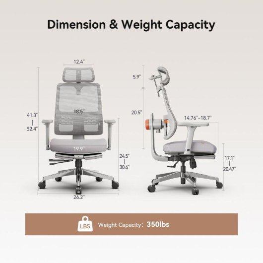 Chaise Ergonomique Newtral MAGICH-GPRO+LAPD-Gray Gris