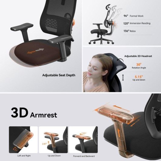 Chaise de Bureau NEWTRAL MAGICH003 Lumbar Adaptatif