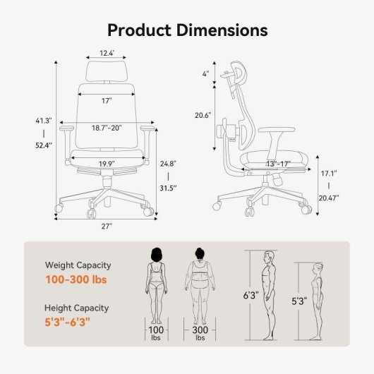 Chaise ergonomique Newtral MagicH-BPro avec repose-pieds et support lombaire