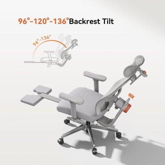 Chaise ergonomique Newtral MagicH-BPro avec repose-pieds et support lombaire