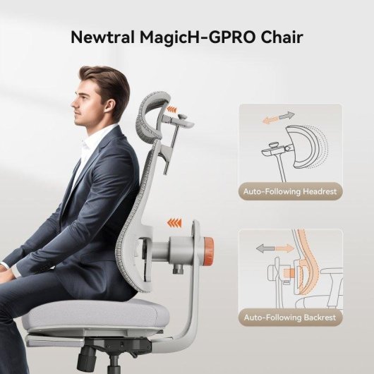 Chaise ergonomique Newtral MagicH-BPro avec repose-pieds et support lombaire