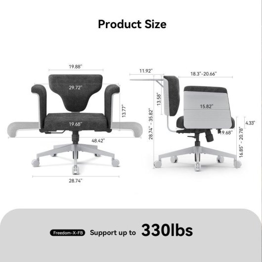 Chaise Ergonomique Newtral Freedom-X-FB Plateau Portatif Gris Fonce