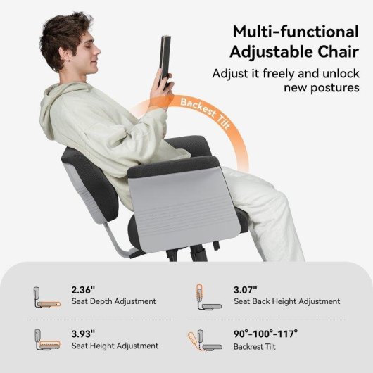 Silla Ergonómica Newtral Freedom-X-FF Reposabrazos Ajustables Bandeja Portátil Reclinable