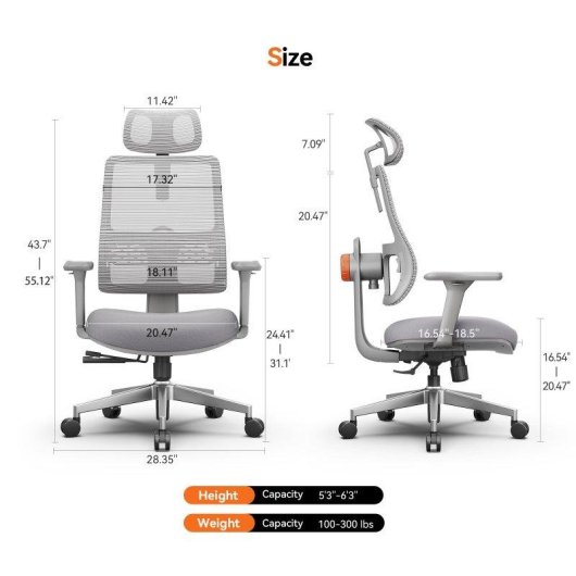 Chaise de bureau Newtral MAGICH003 lombaire adaptatif 3D