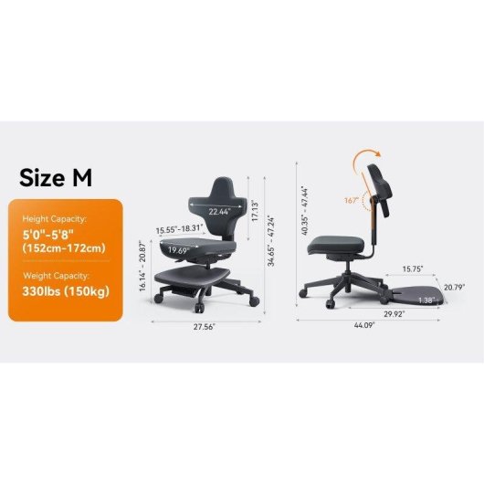 Chaise Ergonomique NEWTRAL MT-M-DG Dossier rabattable 167 deg