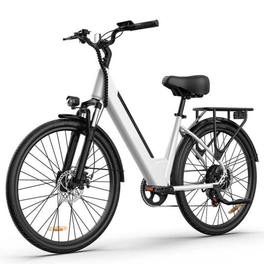 Bicicleta elétrica URLIFE E26 48V 10,4Ah branca rodas 26 polegadas