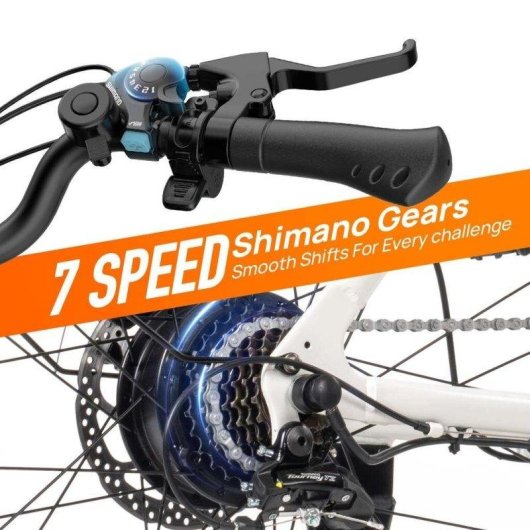 Bicicleta elétrica URLIFE E26 48V 10,4Ah branca rodas 26 polegadas