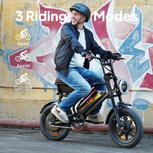 Bici Elettrica Urlife T16 Nera 48V 13Ah 624Wh 16p