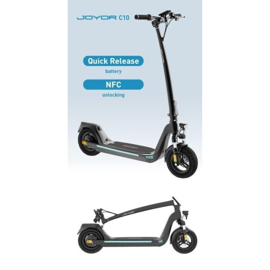 Patinete elétrico Joyor C10 500W Autonomia 70km Rodas 10'' Travões disco Preto