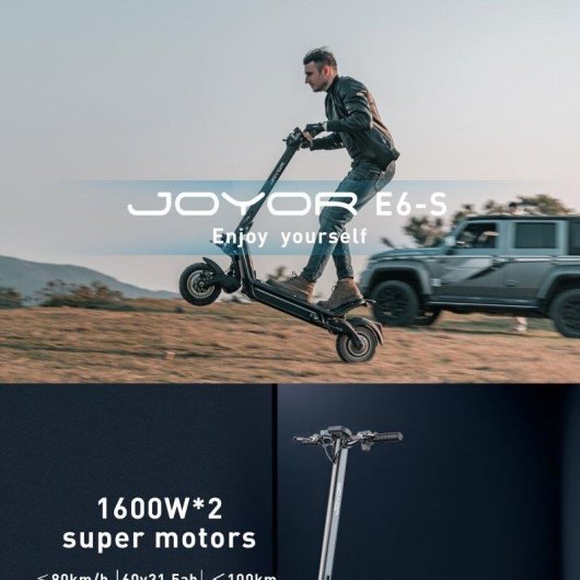Monopattino elettrico Joyor E6-S 500W Autonomia 55km Ruote 10'' Freni a disco Nero