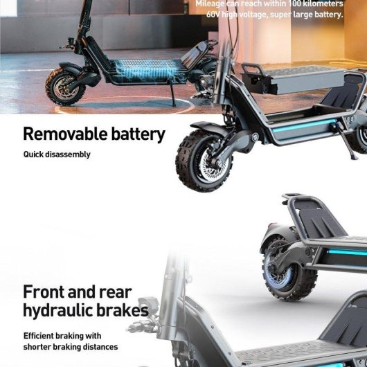 Monopattino elettrico Joyor E6-S 500W Autonomia 55km Ruote 10'' Freni a disco Nero