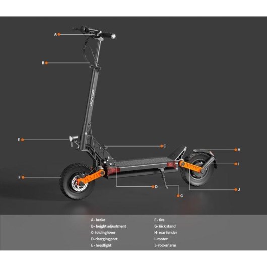 Patinete elétrico Joyor S8-S-Z 1200W Autonomia 80km Rodas 10'' Suspensão Preto