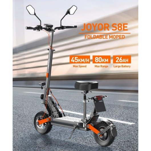 Patinete eléctrico Joyor S8E 600W Autonomía 90km Ruedas 10" Plegable Negro