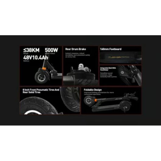 Monopattino elettrico Joyor F5 500W Autonomia 55km Ruote 10'' Freni a disco Nero