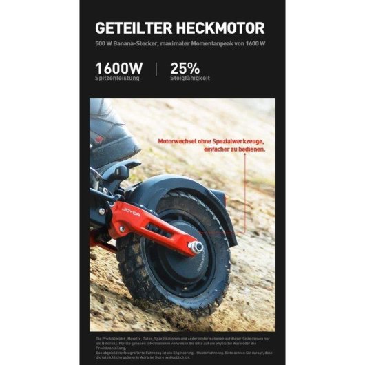 Patinete elétrico Joyor T6e 600W Autonomia 70km Rodas 10'' Travões de disco Preto