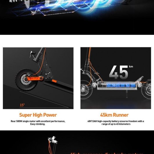 Patinete elétrico Joyor S5 Abe 500W Autonomia 55km Rodas 10" Suspensão Preto