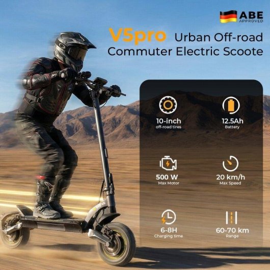 Elektroroller iScooter V5pro 500W Reichweite 45km 10'' Räder Federung Schwarz