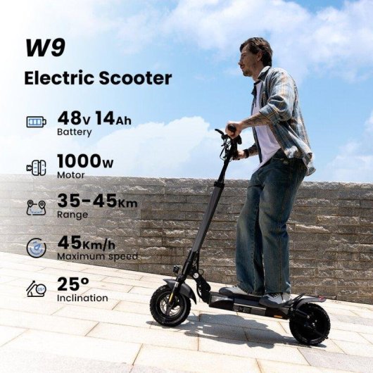 Patinete eléctrico iScooter W9 1000W Autonomía 55km Ruedas 10" Negro
