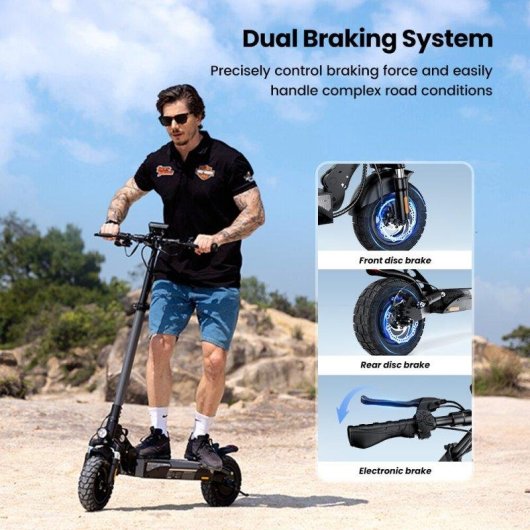 Patinete eléctrico iScooter W9 1000W Autonomía 55km Ruedas 10" Negro