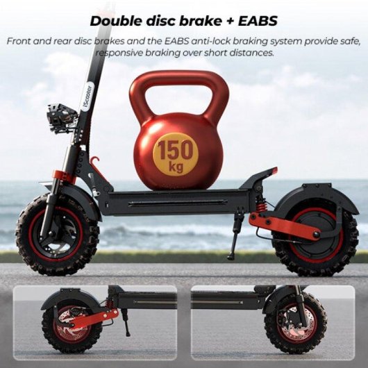Elektroroller iScooter iX5S 1000W Reichweite 65km Federung 11'' Schwarz