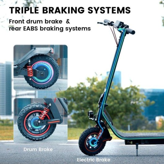 Patinete elétrico iScooter I10pro 800W Autonomia 60km Rodas 10'' Travões disco Preto