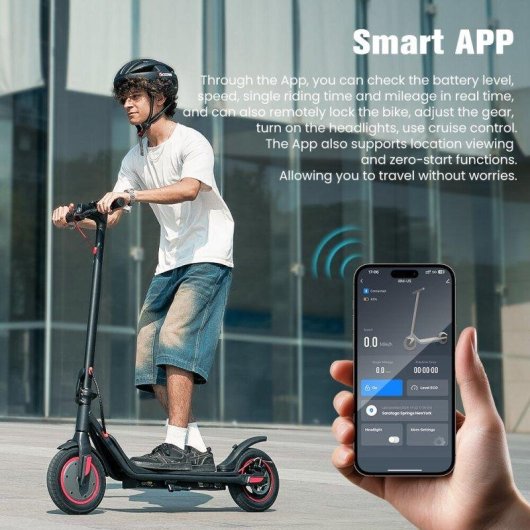 Patinete électrique iScooter i9M 500W Autonomie 30km Roues 10'' Frein disque Noir