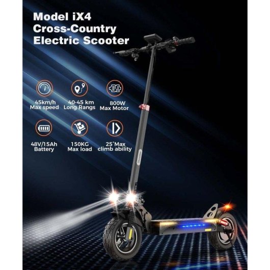 Monopattino elettrico iScooter iX4 800W Autonomia 45km Freni a disco Nero