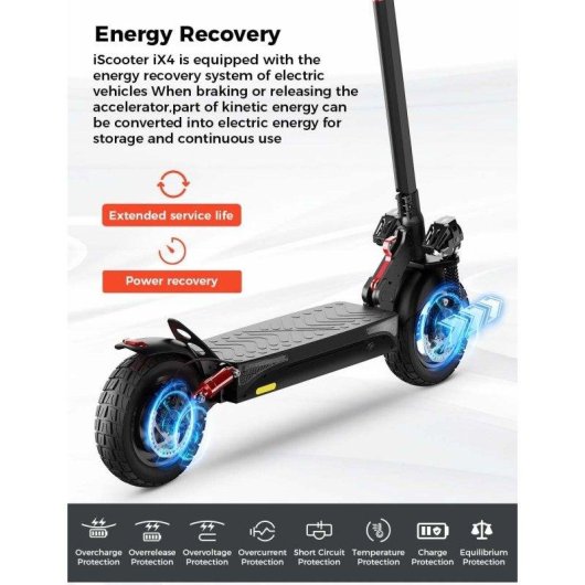 Monopattino elettrico iScooter iX4 800W Autonomia 45km Freni a disco Nero