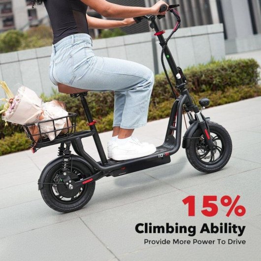 Patinete électrique iScooter I12 500W Autonomie 35km Freins à disque Noir