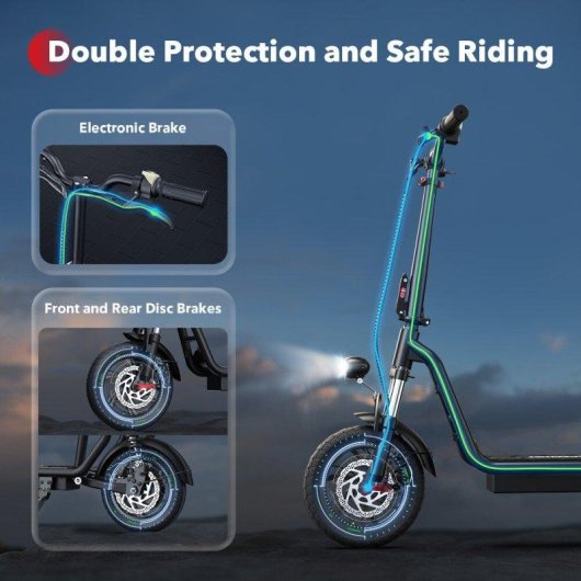 Patinete électrique iScooter I12 500W Autonomie 35km Freins à disque Noir