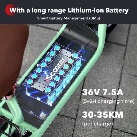 Patinete électrique iScooter I12 500W Autonomie 35km Freins à disque Vert