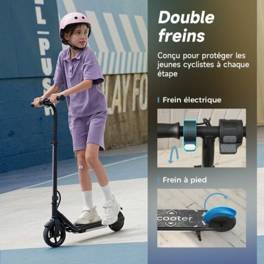 Patinete électrique iScooter K2pro 150W Autonomie 9km Roues pleines Frein double Noir