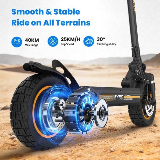 Patinete électrique iScooter W9air 800W Autonomie 50km Suspension Pneus Noir