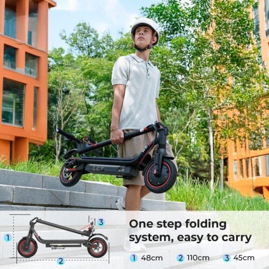 Patinete électrique iScooter W7 650W Autonomie 37km Roues 10'' Freins disque Noir