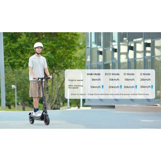 Patinete électrique iScooter W7 650W Autonomie 37km Roues 10'' Freins disque Noir