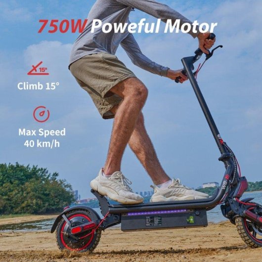 Elektroroller iScooter W8 750W Schwarz Reichweite 40km Doppelte Federung 10 Zoll Geländereifen