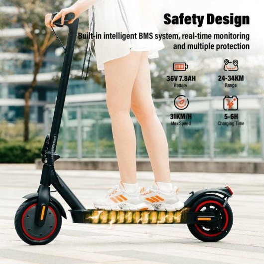 Patinete électrique iScooter W3 350W Autonomie 34km Roues 8,5'' Frein électronique Noir