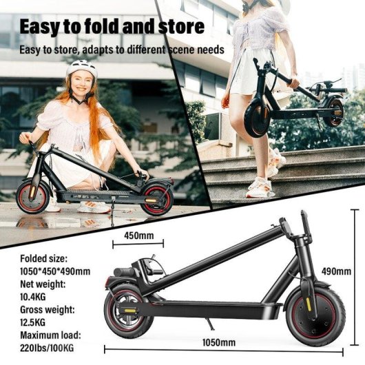 Patinete électrique iScooter W3 350W Autonomie 34km Roues 8,5'' Frein électronique Noir