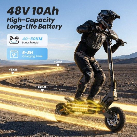 Patinete elétrico iScooter iF1 1200W Autonomia 55km Suspensão rodas todo-o-terreno Preto