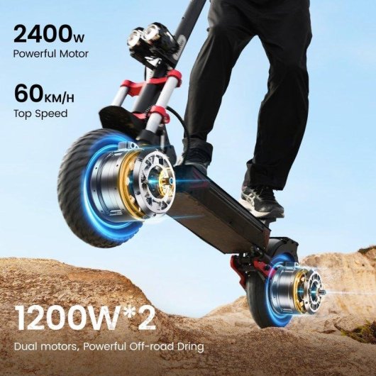 Patinete eléctrico iScooter iX8 2400W Autonomía 69km Suspensión doble Negro