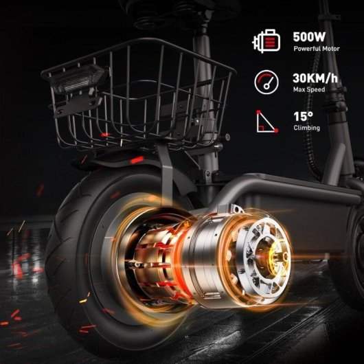 Monopattino elettrico iScooter F2 500W Autonomia 30km Pneumatici 10'' Freni doppi Nero