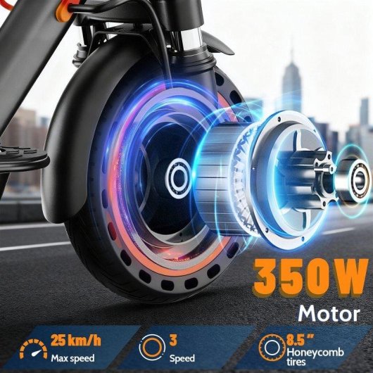Patinete elétrico Todimart T6s 350W Autonomia 30km Suspensão dupla Preto