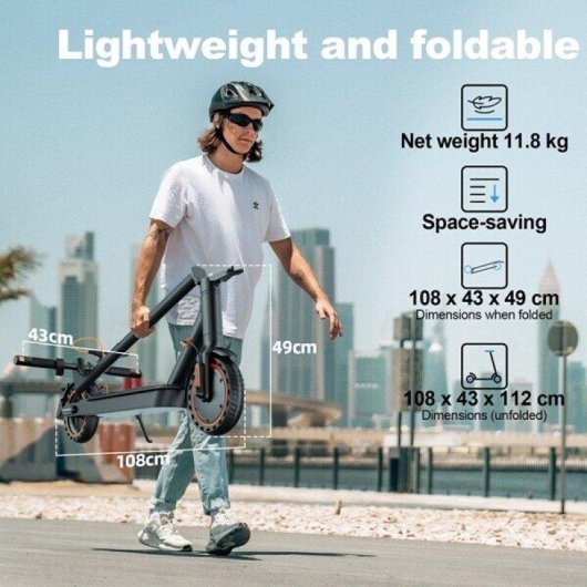 Patinete électrique Todimart T3s 350W Autonomie 30km Roues 8,5'' Intermitents Noir